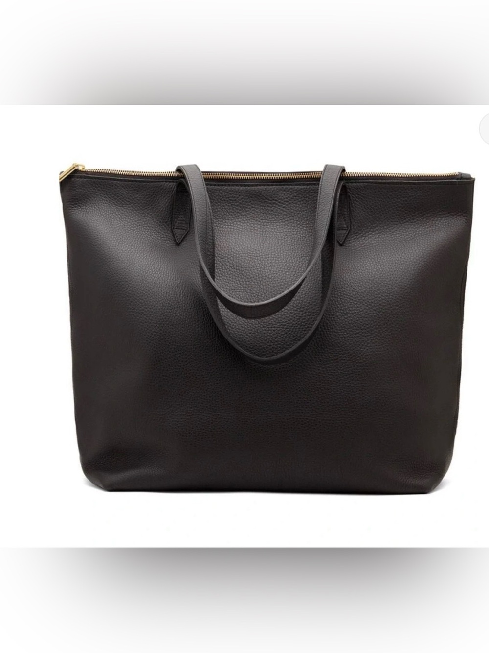 EUC Cuyana Women's Classic Pebbled Leather Large Zipper Tote Bag in Black